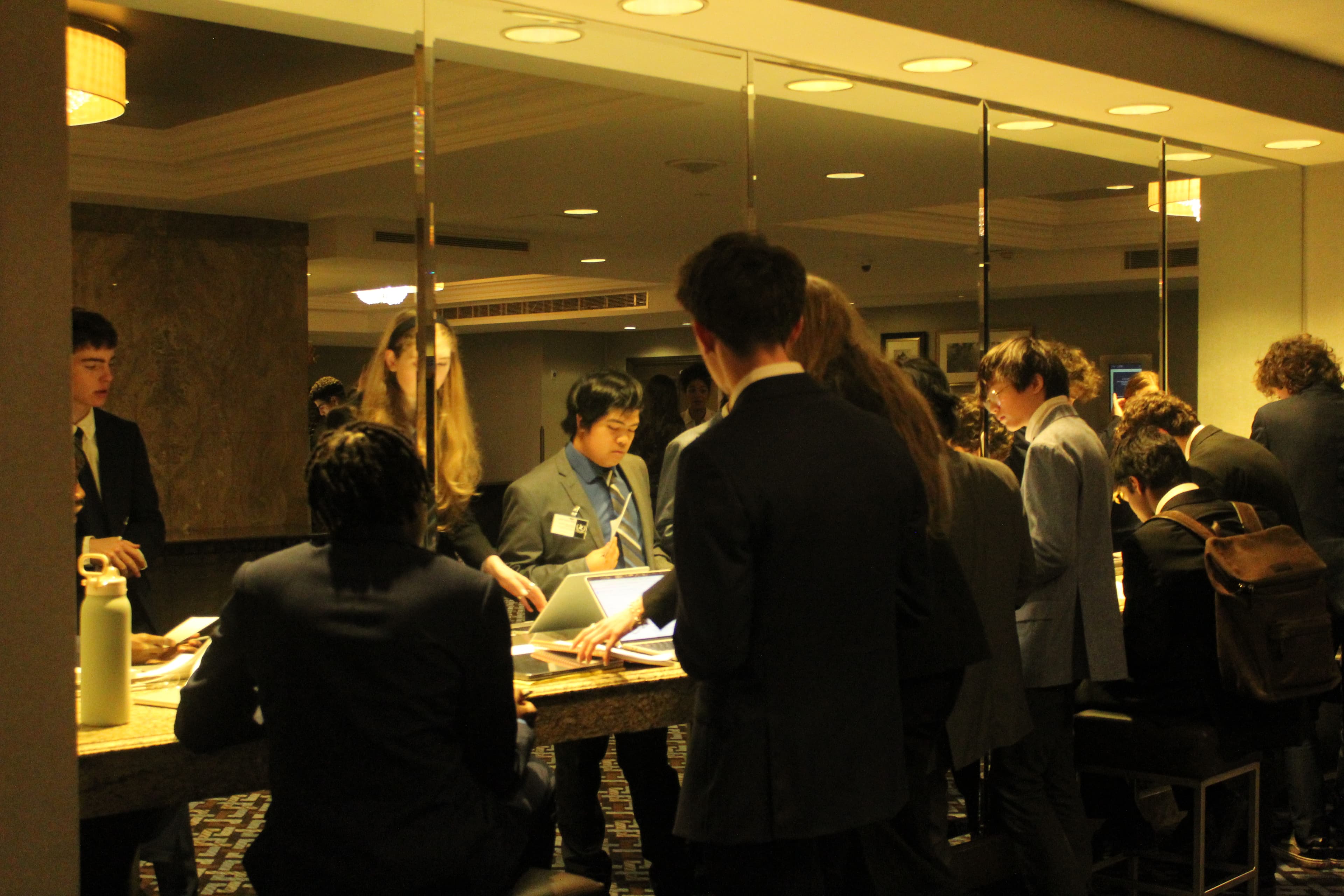Delegates debating in committee