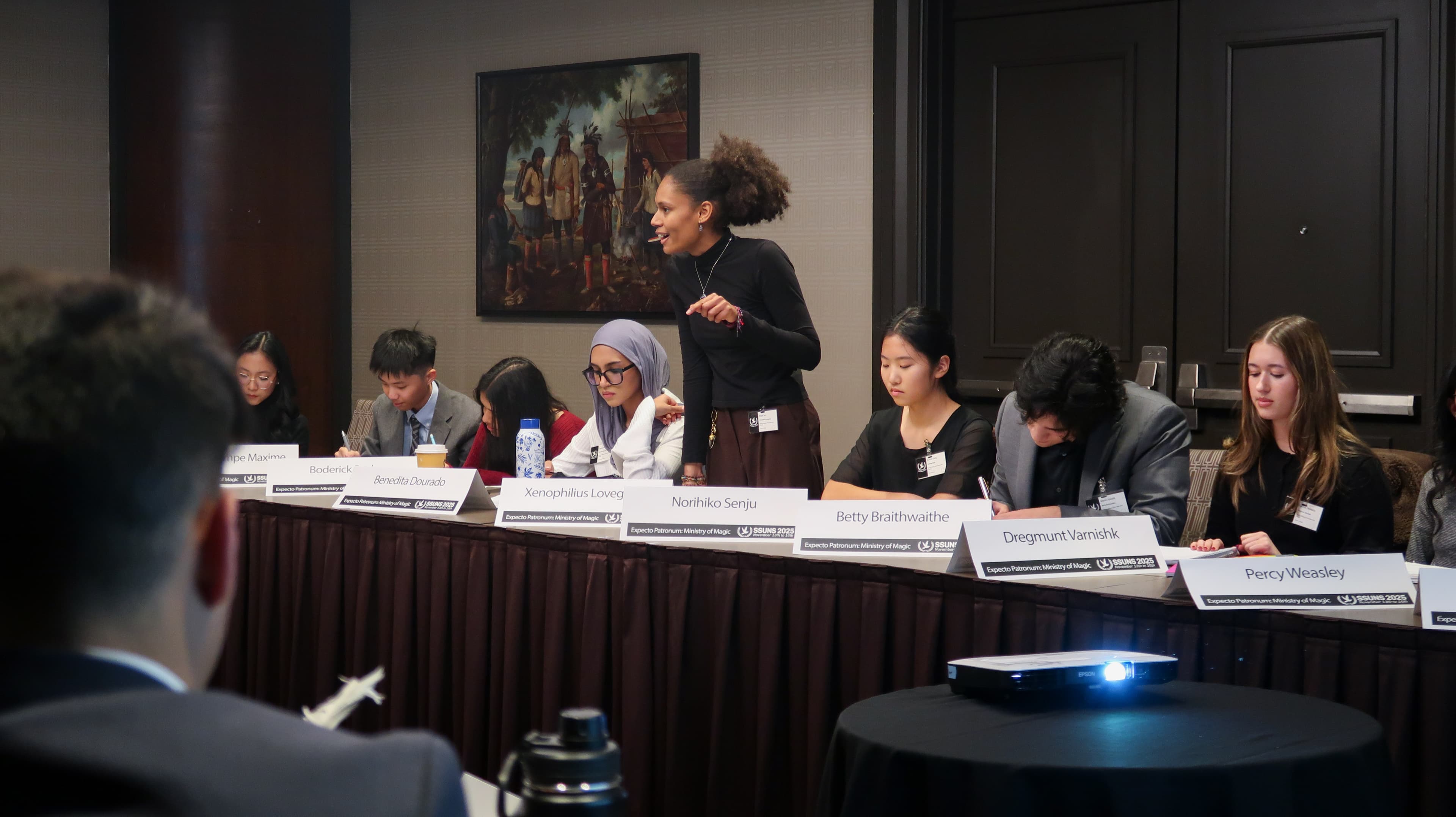 Delegates moving between conference spaces