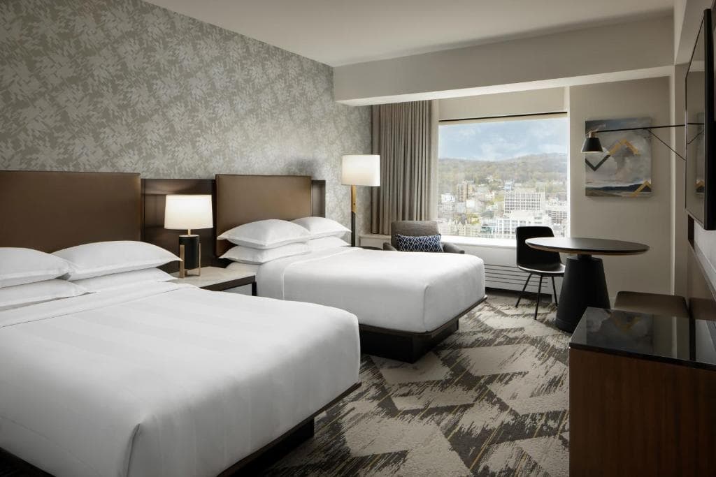 Sheraton exterior prepared for conference arrival